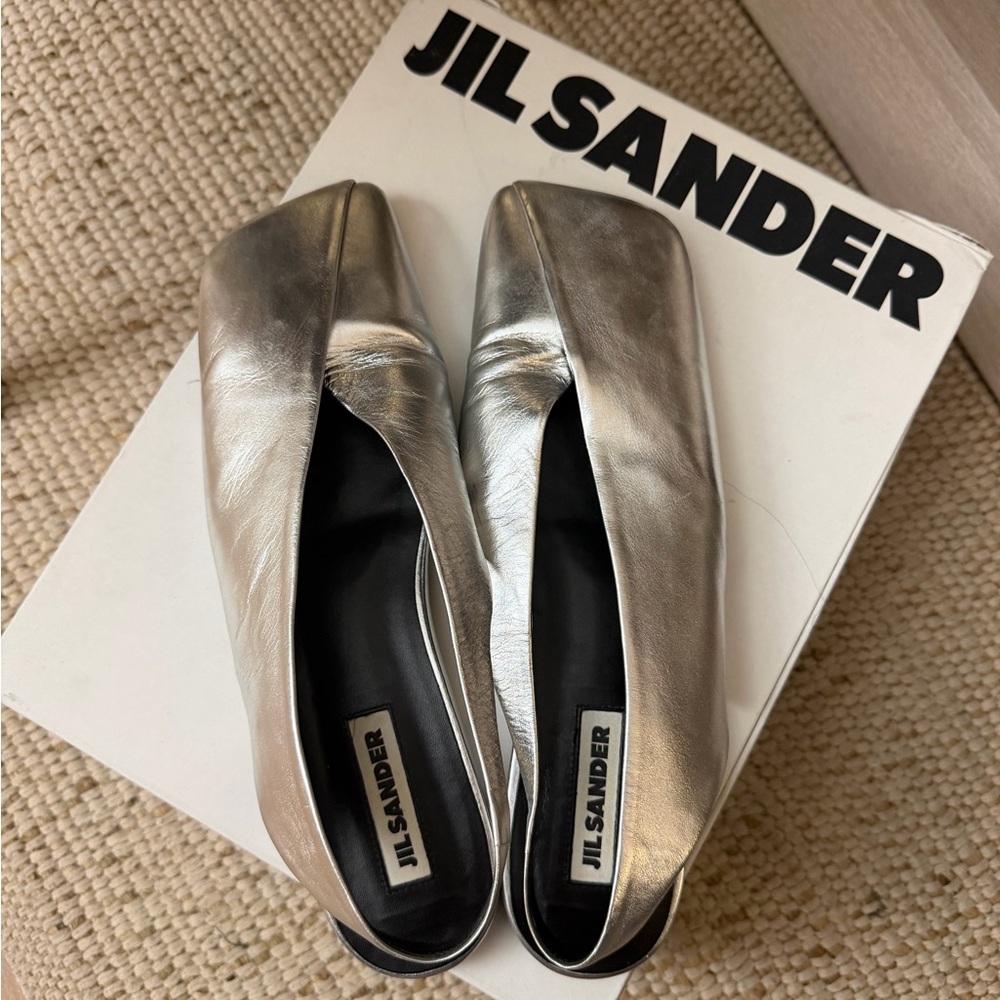 Jil Sander asymmetrical toe ballet slingback flats -